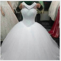 New Design Beading Fashion Slim Fit Bride White Plus Size Wedding Dress Lace